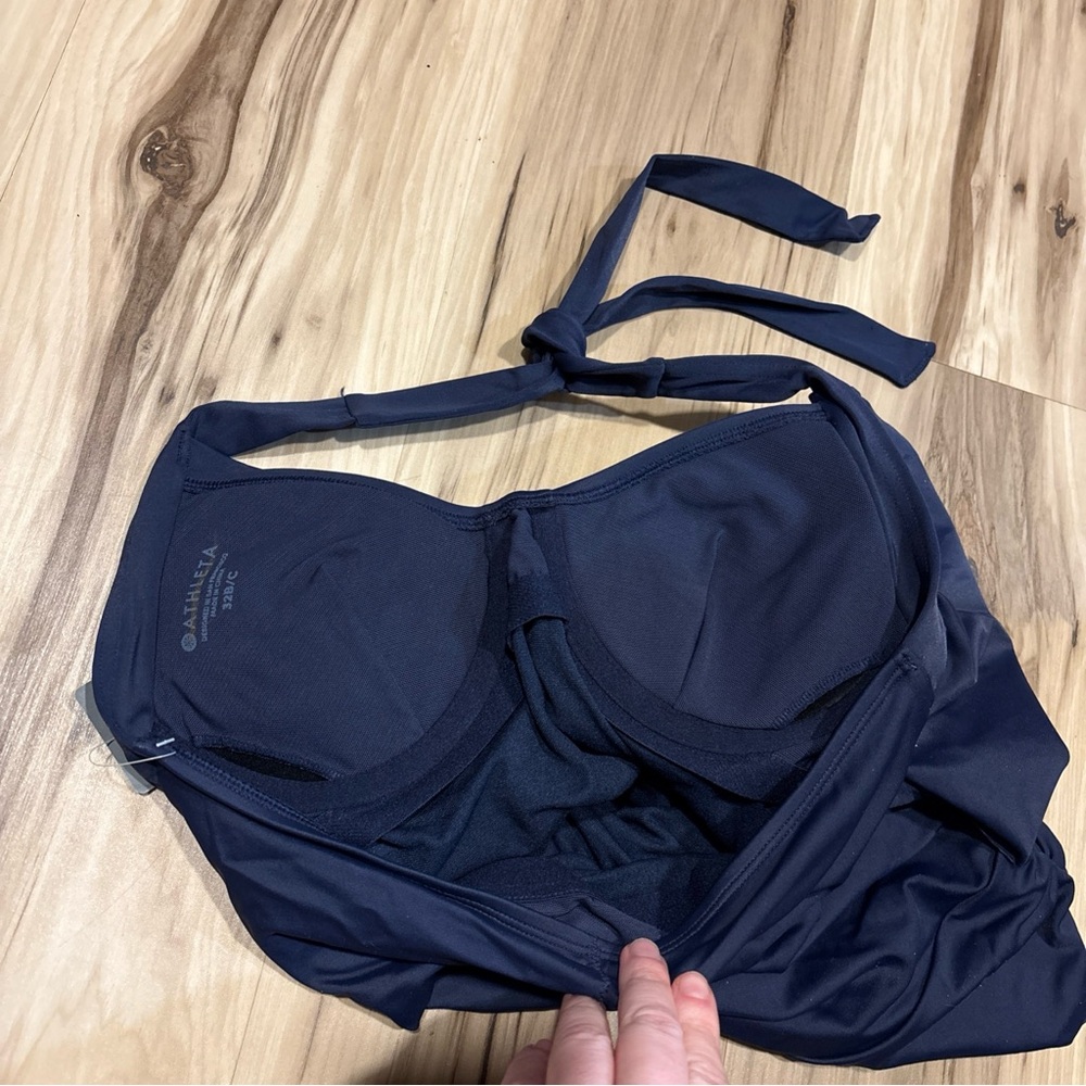 NEW Athleta Hampton Twist One Piece Swimsuit Navy Blue Size 32B 32C Built In Bra - Picture 9 of 10